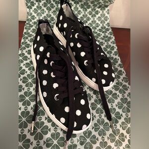 NWOT Kate Spade black with white polka dot sneakers. Size 6.5